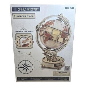 ROKR Curious Discovery Luminous Globe Wooden Puzzle 3D DIY Light Up 180 Pieces